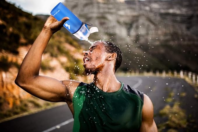 Misting Water Bottle, Spray Mist Sports Bottle for Outdoor Sport Hydration and Cooling Down, BPA-Free Misting Water Bottle with Unique Mist Lock Design (Blue-16oz)