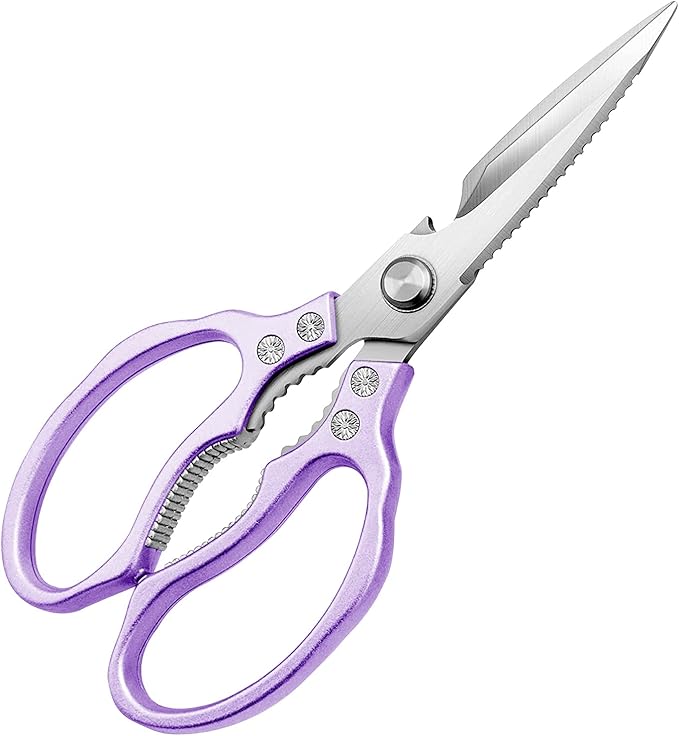 Kitchen Scissors, Heavy Duty Sharp Kitchen Shears Dishwasher Safe, Kitchen Accessories Cooking Shears for Kitchen Meat Chicken Fish Poultry Herb Bread (Purple)