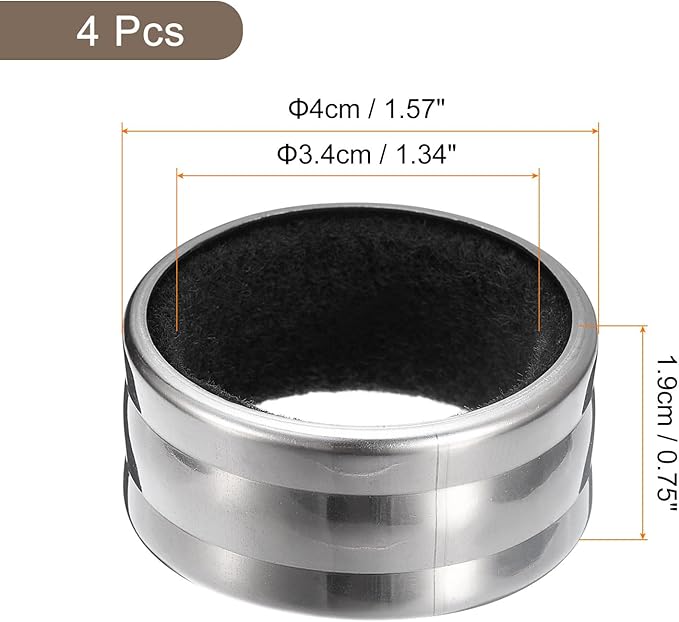 uxcell 4Ps Wine Bottle Collars, Stainless Steel Wine Drip Rings with Velvet Felt, Leak- Proof Anti- Overflow Ring Wine Drip Catcher for Kitchen and Bar