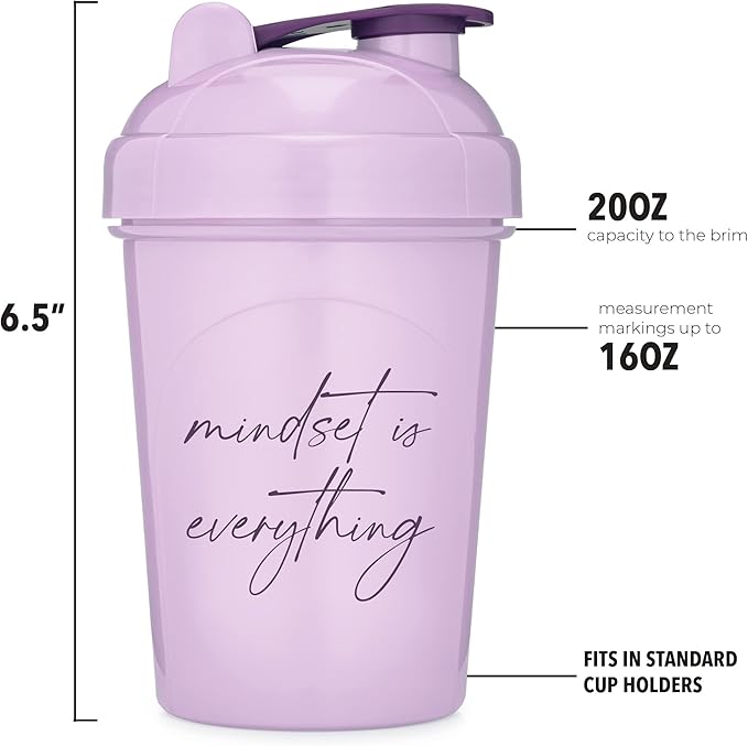 GOMOYO [2 Pack 20 Ounce Shaker Bottle with Motivational Quotes | Protein Bottle with Mixer Agitators | Blender Shaker Bottle for Protein Mixes Pack is BPA Free and Dishwasher Safe