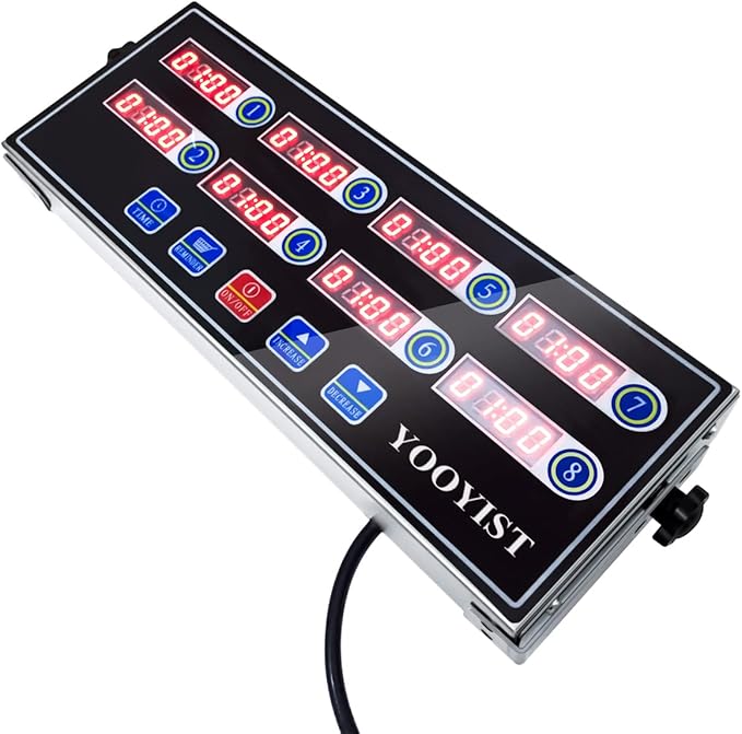 Commercial 8 Channel Kitchen Timer Digital Restaurant Timers Professional Loud Alarm Cooking Reminder for Food Truck Fryer Bakery Pizza Coffee Heavy Duty