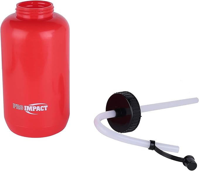 Pro Impact Squeezable Water Bottle Bendable Long Straw - LDPE BPA Free Plastic - Hydration for Baseball Hockey Gym MMA Yoga Boxing Cycling Softball Football Lacrosse (35.5 Oz.)