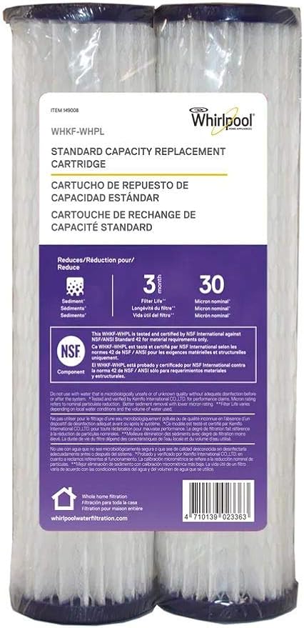 Whirlpool 149008 2-Pack Standard Whole House Pleated Replacement Water Filters WHKF-WHPL