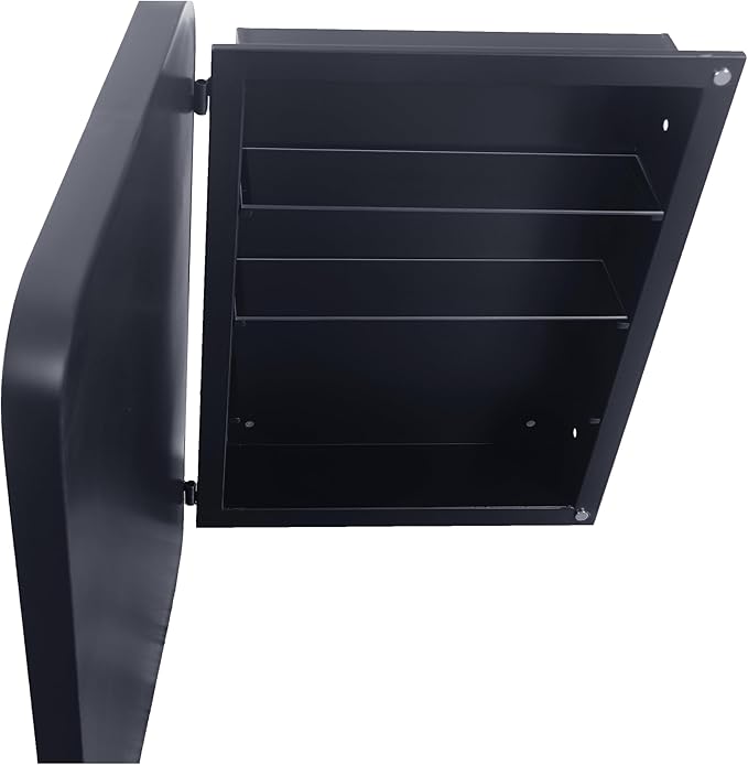 16x24 Inch Recessed Medicine Cabinet with Mirror and Adjustable Shelves,Wall Mounted Mirror Cabinet with Black Metal Framed and Storage for Bathroom (Black)