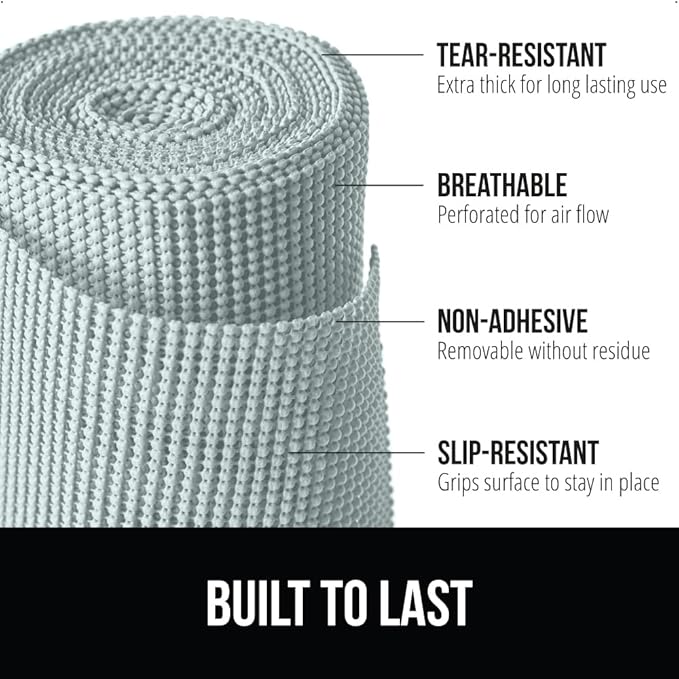 Gorilla Grip powerGRIP Drawer Shelf and Cabinet Liner, Thick Strong Hold, Non-Adhesive Liners Protect Kitchen Cabinets and Cupboard, Bathroom Drawers, Easy Install, Breathable Mat, 20" x30', Spa Blue