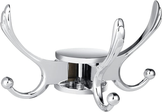 Swivel Coat Hook 2 Pack Heavy Duty Space Saving Towel Rope Hook Wall Mount Triple Swing Arms for RV Bathroom Kitchen Garage,Polished Chrome