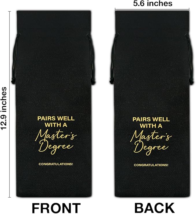 Graduation Wine Bag Masters Degree Wine Gift Bag Graduation Gift for Him Her Graduates College Grad