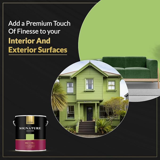 EVOLVE Signature Paint & Primer: Luxury Paint & Primer for Indoor & Outdoor Surfaces, Minimal Odor, Eggshell Sheen (Guacamole Green, 1 Gallon)