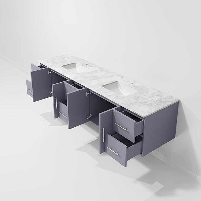 Sonoma 84 in. W x 22 in. D Dark Grey Double Bath Vanity and Carrara Marble Top