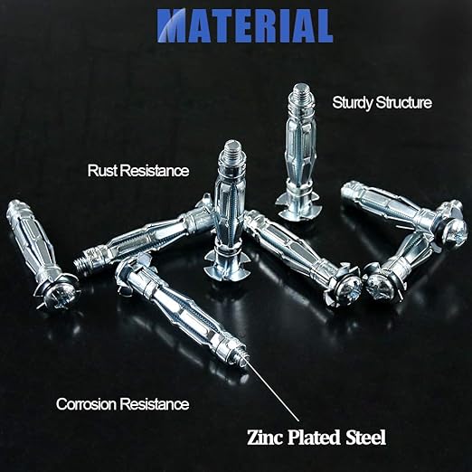 Glarks 30Pcs 6x52MM Heavy Duty Zinc Plated Steel Molly Bolt Hollow Drive Wall Anchor Screws Set for Drywall, Plaster and Tile (M6x52)