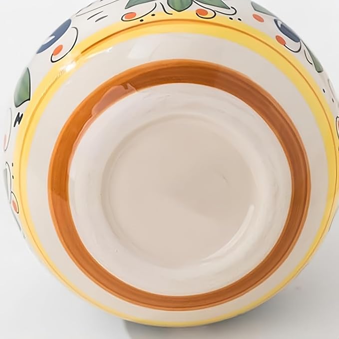 Italian Ceramic Olive Oil Dispenser Bottle 23oz, Hand Painted Olive Oil Bottles, Decorative Stoneware Olive Oil Cruet for Kitchen with Stainless Steel Spout for Oils, Sauces, Vinegar