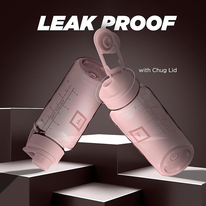 IRON °FLASK Clear Tritan Trekker Water Bottle with Chug Lid - Leak Proof & Lightweight for Gym, Hiking, Sports - Dishwasher Safe, BPA Free Plastic - Pink Marshmallow, 32 Oz