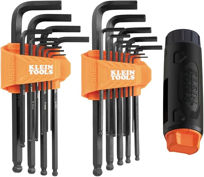 Klein Tools BLS22H Long Ball-End T-Handle Hex Key Wrench Set, 22-Key SAE and Metric, 1/16-Inch to 3/8-Inch, 1.5 to 10 mm