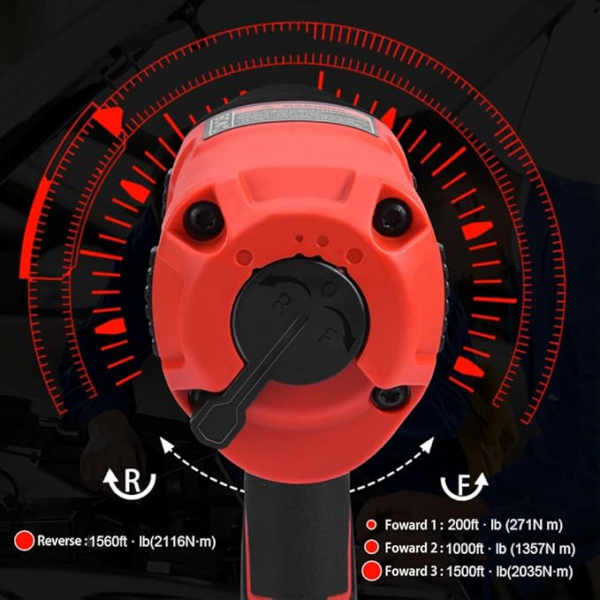 XIIW 1/2 Inch Air Impact Wrench, Max Torque 1560 ft-lbs, lightweight 4.4 lb Design, Heavy Duty 8000RPM 1/2 Air Impact Gun Driver, Twin Hammer Pneumatic Tool for Automobile Repair