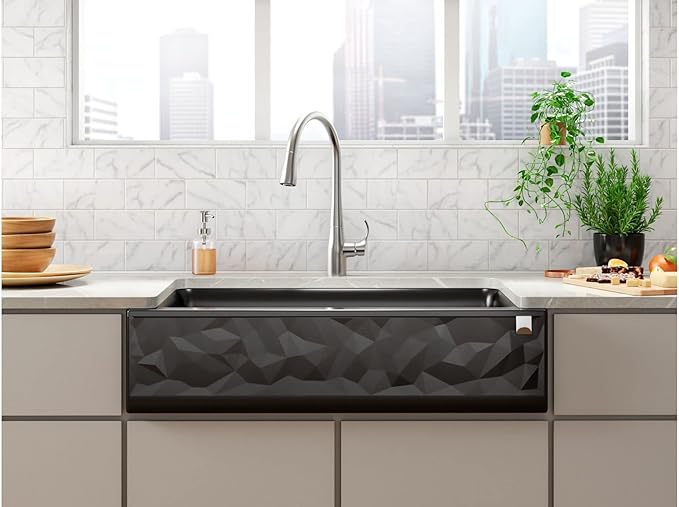 Cairn Undermount Single-bowl Farmhouse Kitchen Sink with Faceted Design
