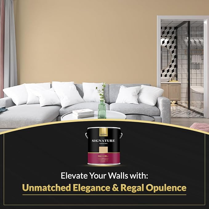 EVOLVE Signature Paint & Primer: Luxury Paint & Primer for Indoor & Outdoor Surfaces, Minimal Odor, Eggshell Sheen (Camel Brown, 1 Gallon)