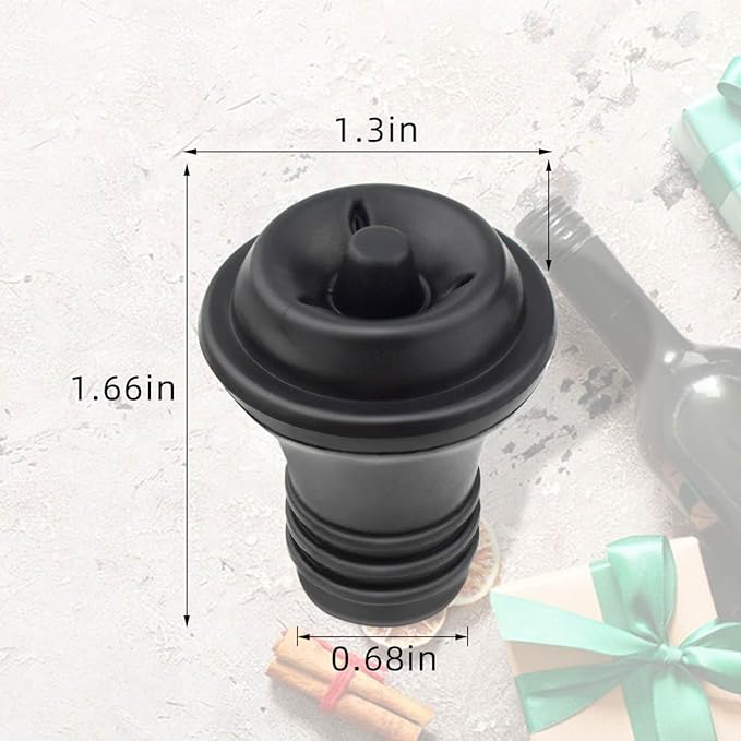 6 Pieces Vacuum Wine Stoppers Wine Saver Vacuum Pump Stopper Vacuum Wine Bottle Stopper Keep Wine Fresh Reusable Wine Preserver Bottles Sealer for Preserve Wine Flavor Wine Accessories Gift (Black)