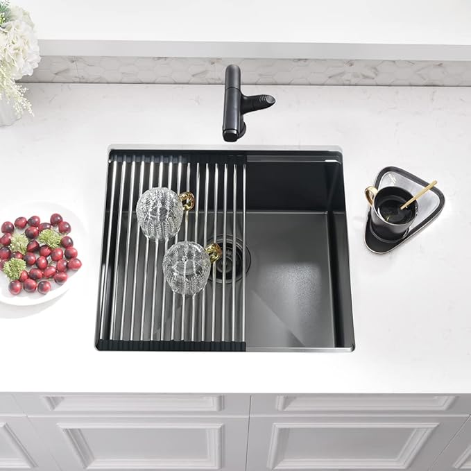 21 x 18 Inch Black Undermount Bar Sink Workstation Wet Bar Prep Kitchen 16 Gauge Single Bowl Small Kitchen Sink