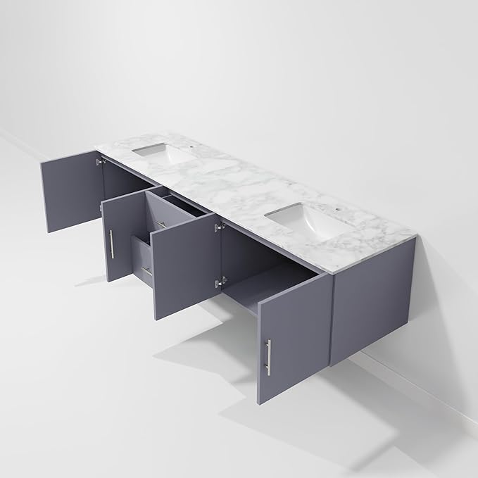 Sonoma 80 in. W x 22 in. D Dark Grey Double Bath Vanity and Carrara Marble Top