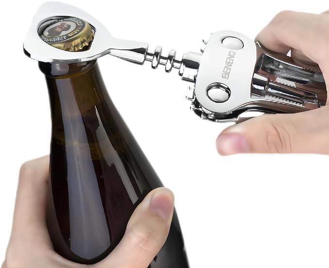 Wine Opener with Stainless Steel Wine Foil Cutter, Zinc Alloy Premium Wing Corkscrew Wine Bottle Opener with Multifunctional Bottles Opener, Upgrade