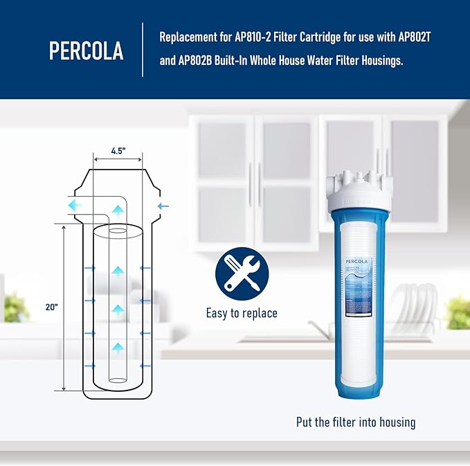 AP810-2 Large Capacity Whole House Replacement Water Filter Drop-in Cartridge, Use with AP802 Systems, 20 X 4.5 Inches (1 Pack)