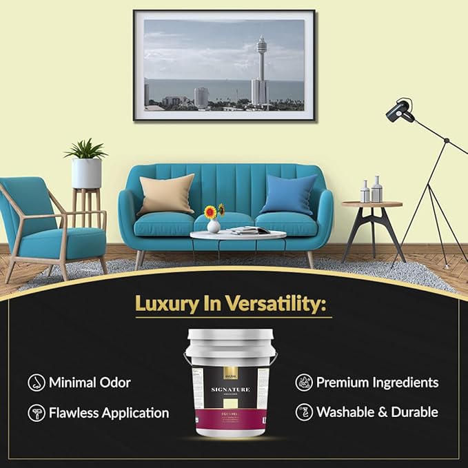 EVOLVE Signature Paint & Primer: Luxury Paint & Primer for Indoor & Outdoor Surfaces, Minimal Odor, Eggshell Sheen (Citrus Yellow, 5 Gallon)