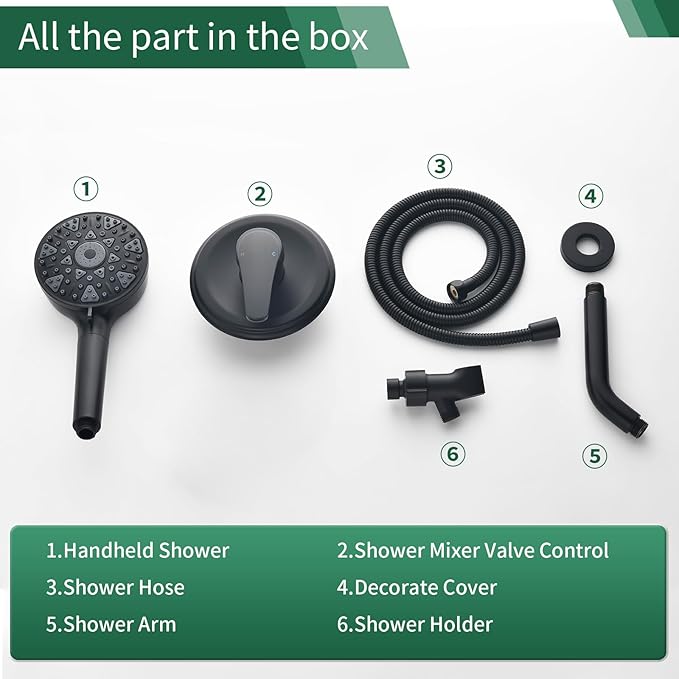 Shower Faucet Set with 7 Functions Handheld Shower Head Filter Shower Combo Set Shower System Shower Trim Kit Matte Black