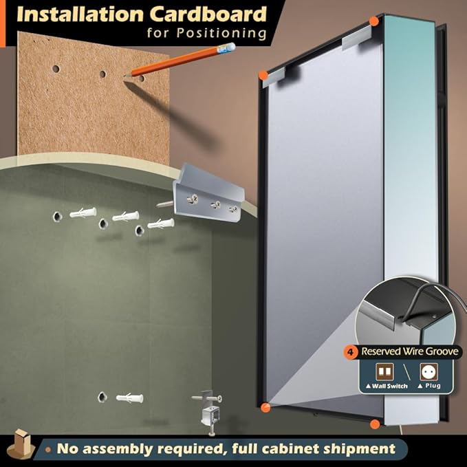 LED Lighted Bathroom Medicine Mirror Cabinet with Sockets & USBs, Anti-Fog Dimmable Light and Color Adjustment, Antirust and Easy to Install Aluminum Cabinet (Right Hinge, 28" L x 20" W)