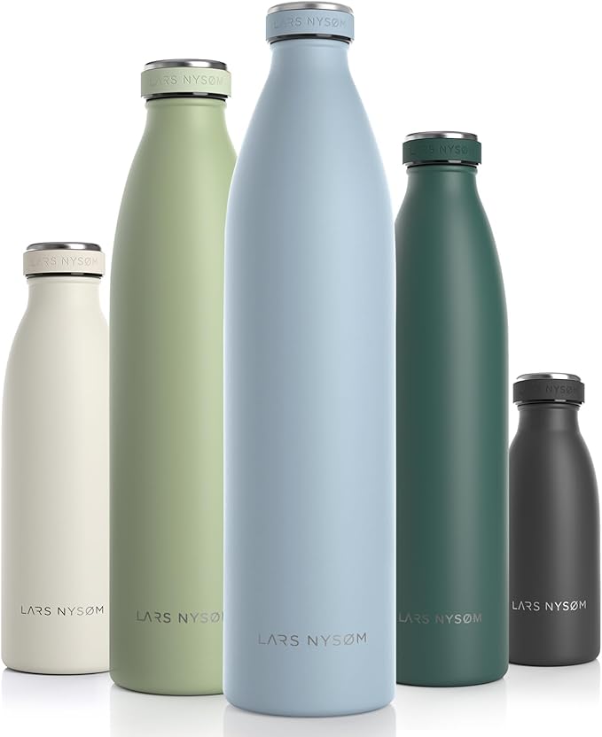 LARS NYSØM Stainless Steel Insulated XL Water Bottle 12oz 17oz 25oz 34oz 51oz | BPA-free Insulated Thermo Flask for Hot and Cold Beverages | Leakproof Large Drinking Bottle (Baby Blue, 51oz)