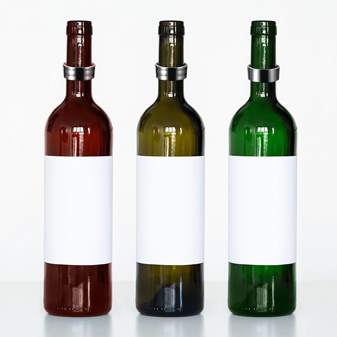 uxcell 4Ps Wine Bottle Collars, Stainless Steel Wine Drip Rings with Velvet Felt, Leak- Proof Anti- Overflow Ring Wine Drip Catcher for Kitchen and Bar