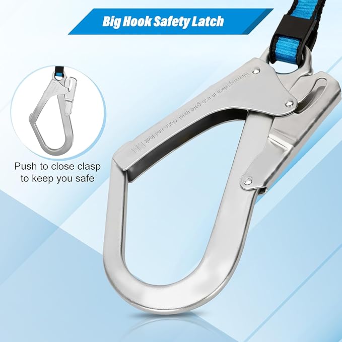 11FT Self Retracting Lifeline, Retractable Safety Lanyard 11ft Fall Protection with Swivel Top Rebar Hook and Shock Pack Absorber, Fall Protection Lanyard 11ft for House Construction Industry