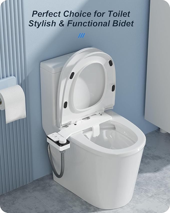 Bidet Attachment for Toilet, Non-Electric Toilet Bidet Attachment Self Cleaning Dual Retractable Nozzles for Frontal &Rear Wash