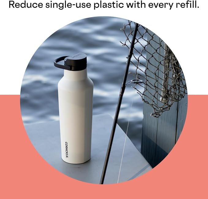 Corkcicle Insulated Canteen Travel Water Bottle, Triple Insulated Stainless Steel, Easy Grip Quick Sip Cap, Keeps Beverages Cold for 25 Hours or Warm for 12 Hours, 32oz, Neon Lights Coral