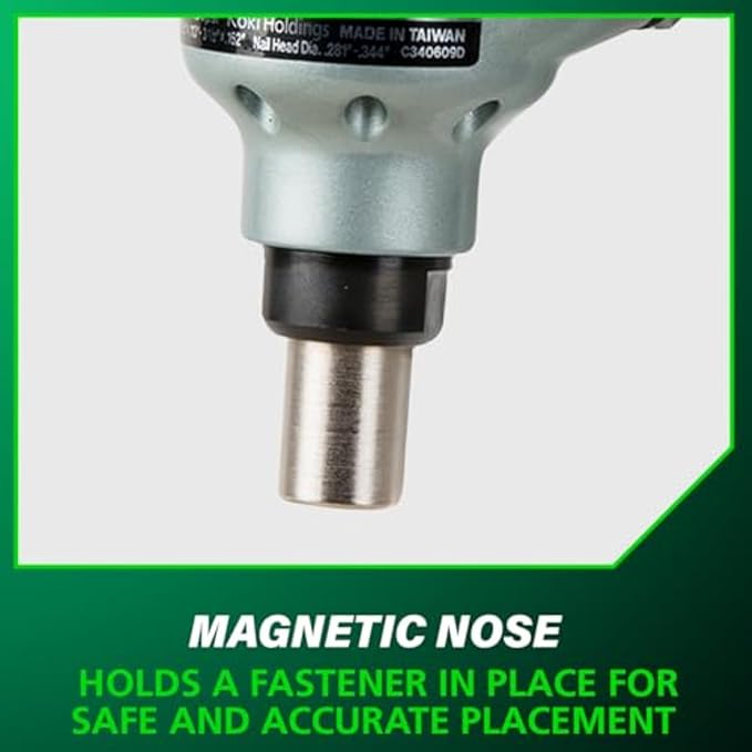 Metabo HPT Palm Nailer, Pro-preferred Pneumatic Power Nailers, Palm Tool for Joist Hangers & Connectors, Magnetic Nose for Precise Fastening, 360° Swivel Plug, 2-1/2″ to 3-1/2″ Bulk Fasteners, NH90AB