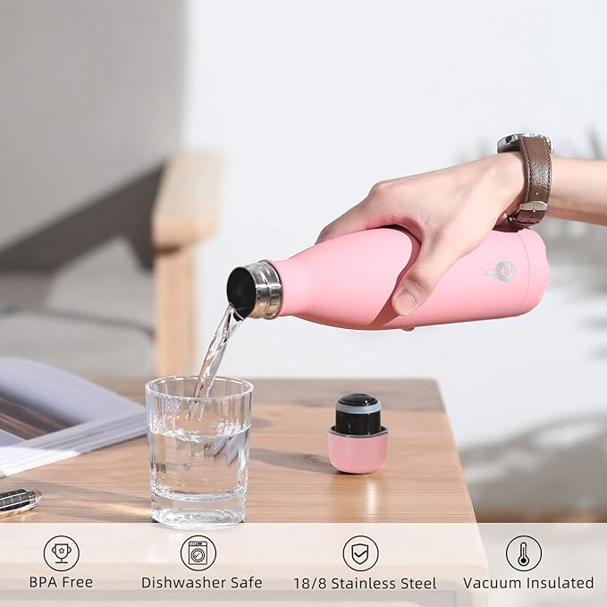 BJPKPK Stainless Steel Water Bottles 17oz Insulated Water Bottle Dishwasher Safe Sports Water Bottles for Travel-Green