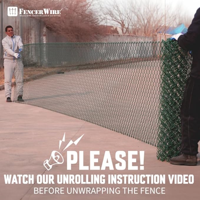 Fencer Wire 9 Gauge Black Vinyl Coated Galvanized Steel Chain Link Fence Fabric, Diamond Mesh Size 2-3/8 Inch, Galvanized Fencing Wire Roll for Garden and Animals Enclosure (4ft. x 50ft.)