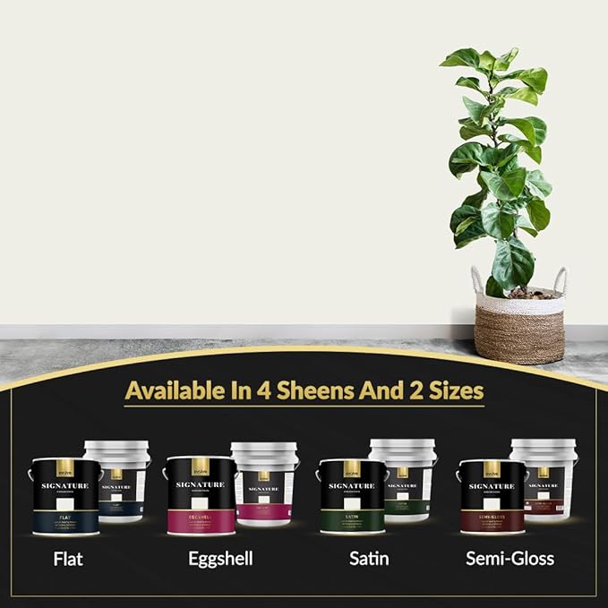 EVOLVE Signature Paint & Primer: Luxury Paint & Primer for Indoor & Outdoor Surfaces, Minimal Odor, Eggshell Sheen (Gypsum White, 5 Gallon)