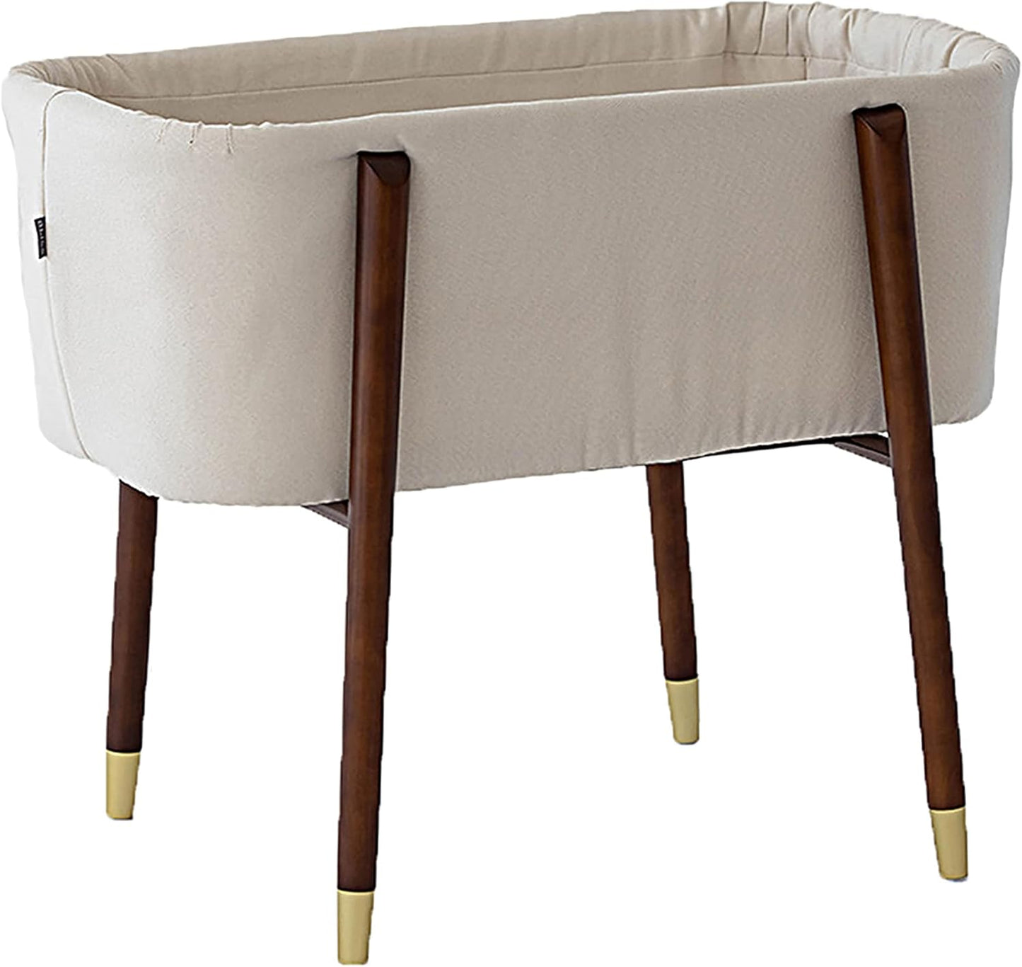 Sova Portable Baby Bassinet, Mid-Century Design with Extra Deep Walls for Newborns and Babies Safety, Includes 2 Fitted Sheets and Padded Mattress (Cream)