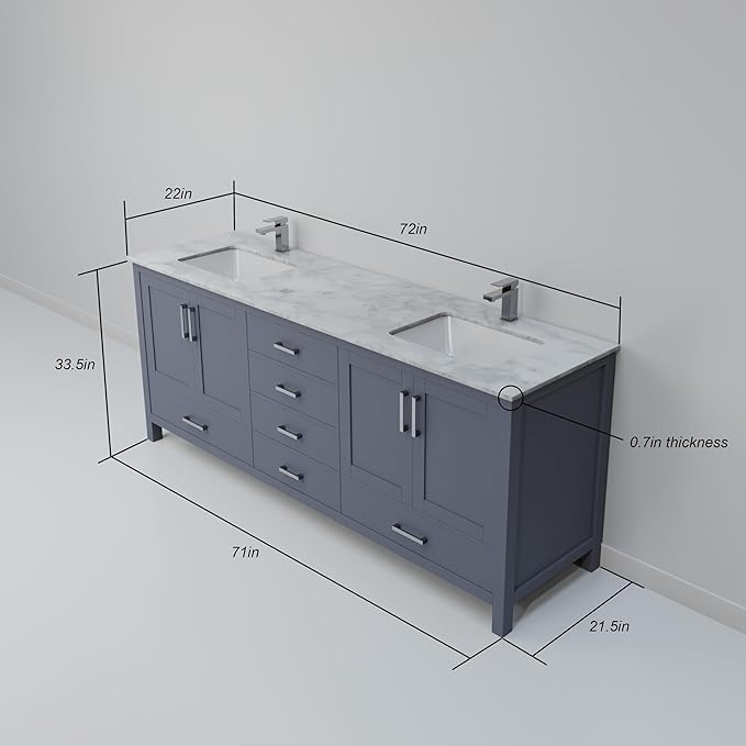 Big Sur 72 in. W X 22 in. D Dark Grey Double Bath Vanity Cabinet Without Countertop