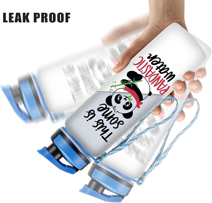 LEADO 32 oz 1 Liter Motivational Tracking Water Bottle with Times to Drink - This is Some Pandastic, Panda Gifts - Funny Mothers Day, Birthday Gifts for Women, Friends, Mom, Sister, Coworker