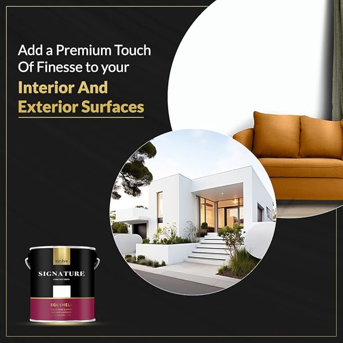 EVOLVE Signature Paint & Primer: Luxury Paint & Primer for Indoor & Outdoor Surfaces, Minimal Odor, Eggshell Sheen (Vintage White, 1 Gallon)