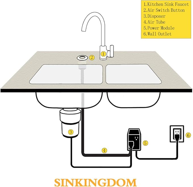 SinkTop Air Switch Kit with Brass Gold Long Button (Full Brass) for Garbage Disposal