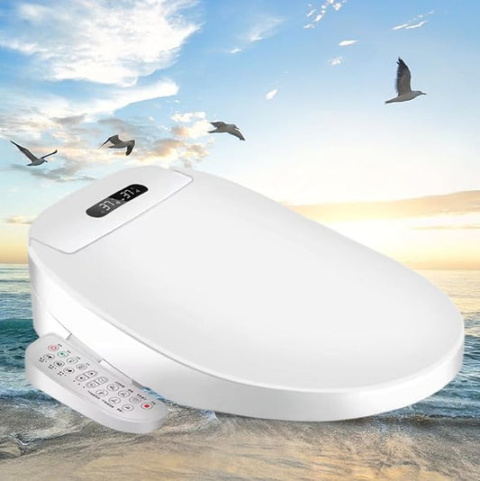 Electric Bidet Toilet Seat, Filtered & Unlimited Warm Water, 8 Modes Spa Wash, Warm Air Dryer, Heated Seat, Self-Clean Stainless Steel Nozzle, HD Night Light. 10-year warranty. (TB-26E,Elongated)