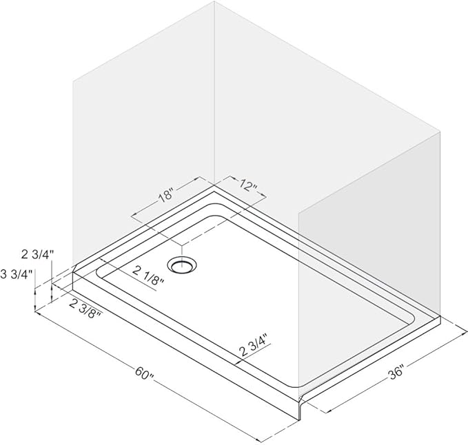 DreamLine SlimLine 36 in. D x 60 in. W x 2 3/4 in. H Left Drain Single Threshold Shower Base in Black, DLT-1136601-88