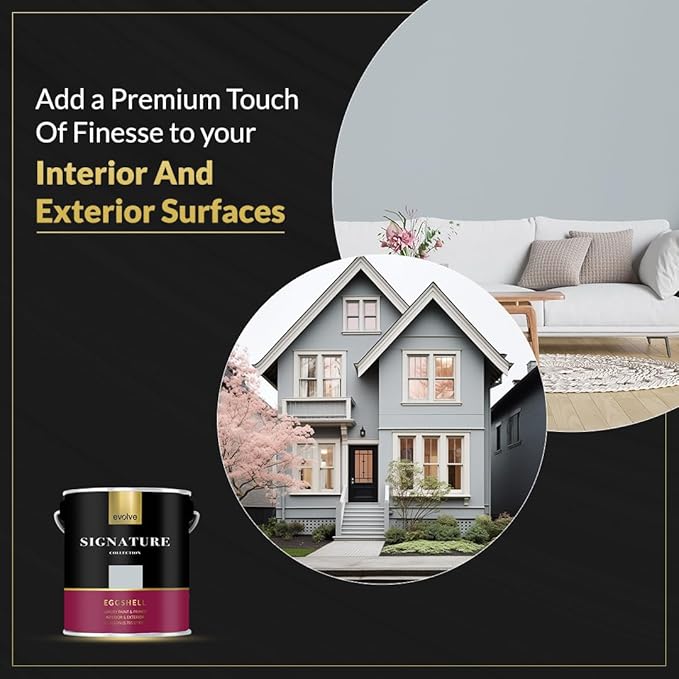 EVOLVE Signature Paint & Primer: Luxury Paint & Primer for Indoor & Outdoor Surfaces, Minimal Odor, Eggshell Sheen (Starship Gray, 1 Gallon)