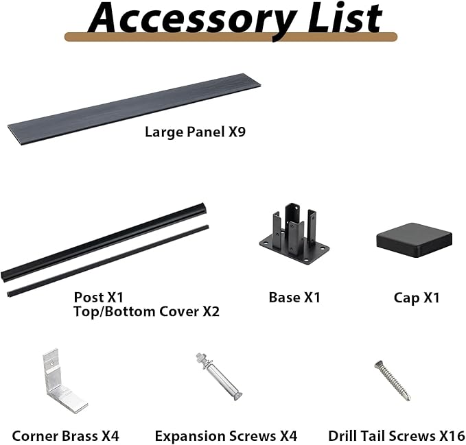 6x6 FT Wood Composite Privacy Fence Panel,Outdoor AC Unit Cover, Pool Equipment Screen, Trash Can Barrier | Weatherproof, Easy Installation, Durable Composite Fencing (Gray with 1 Post)