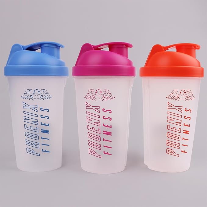Phoenix Fitness Protein Shaker Bottle - 500ml Leakproof Bottle with Screw Top Lid and Mesh Grid - Dishwasher Safe BPA Free Sports & Gym Bottle - Orange