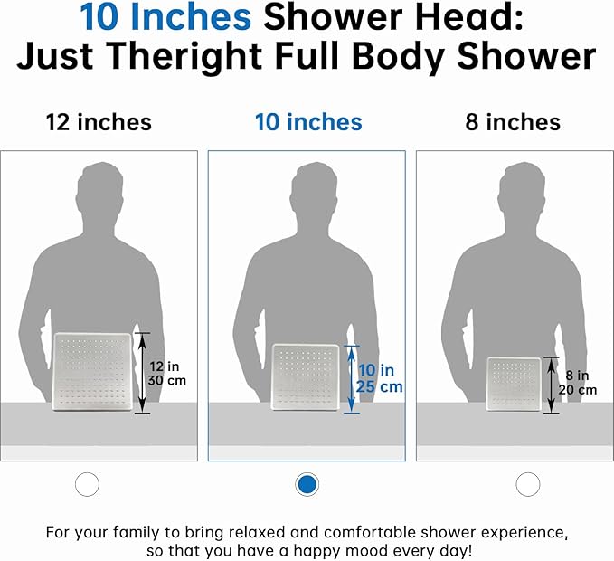 G-Promise All Metal 10 Inches Rain Shower Head with Handheld Built-in Power Wash Mode, 3-way Diverter with Pause Setting, 11 Inches Adjustable Extension Arm with Lock Joint, Long Hose (Brushed Nickel)