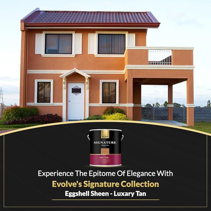 EVOLVE Signature Paint & Primer: Luxury Paint & Primer for Indoor & Outdoor Surfaces, Minimal Odor, Eggshell Sheen (Luxury Tan, 1 Gallon)