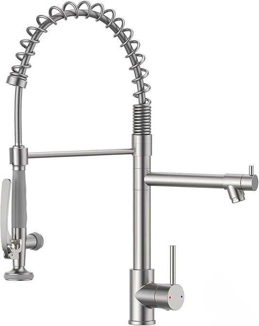 Fapully Commercial Pull Down Kitchen Sink Faucet with Sprayer Brushed Nickel